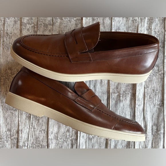 Preloved Bruno Magli Men\'s Ettore Cognac Leather Penny Loafers Men\'s Size 13 main image 8